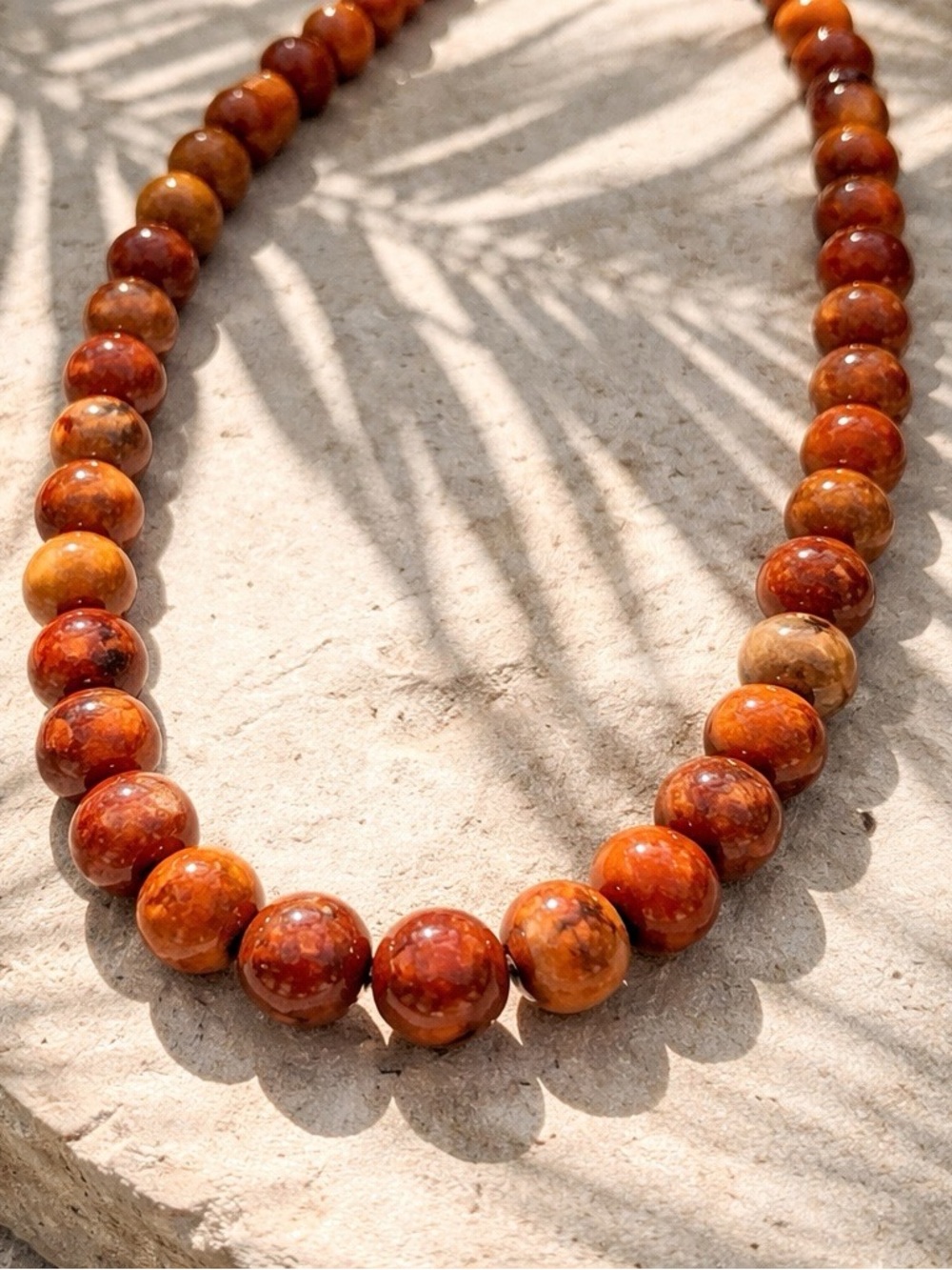 Vintage Chunky Apple Coral Graduated Bead Necklace 18” 80g Barrel Clasp Boho Lux - Picture 9 of 17